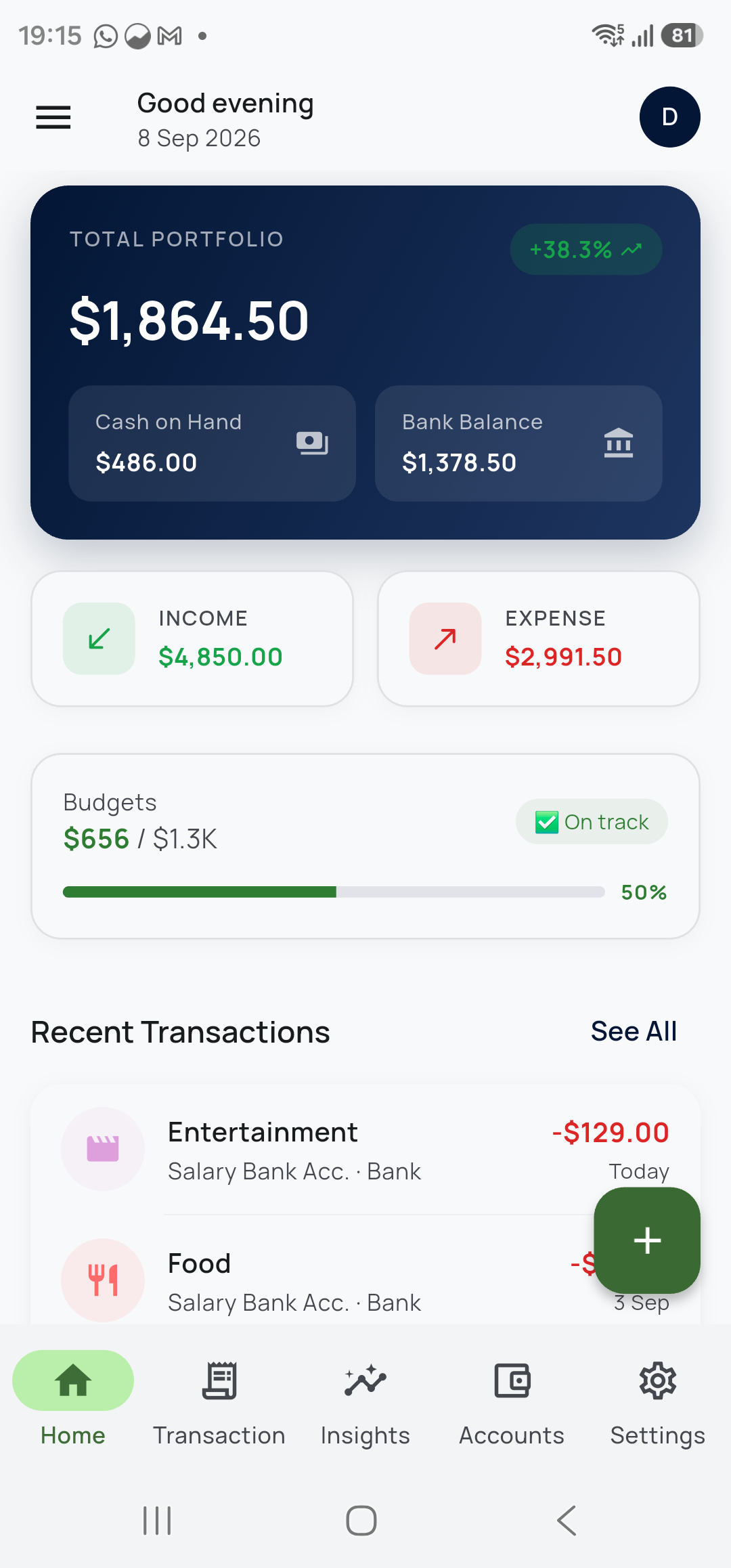 Spen dashboard